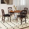 Solid Wood Round 39-inch Kitchen Dining Table with White Legs and Brown Top