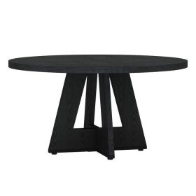 Modern Farmhouse 47-inch Round Kitchen Dining Table in Black Wood Finish