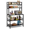 Heavy Duty Black Metal Kitchen Baker's Rack Microwave Stand Shelving Unit