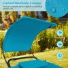 Blue Polyester Chaise Lounge Chair Hammock with Canopy and Storage Bag