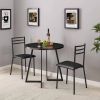 Modern 3-Piece Kitchen Dining Set with Round Black Wood-Top Table and 2 Chairs
