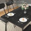 Modern 5-Piece Dining Set with Black Wood-Top Table and 4 Chairs