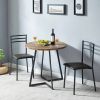 Modern 3-Piece Kitchen Dining Set with Round Wood-Top Table and 2 Chairs