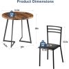 Modern 3-Piece Kitchen Dining Set with Round Wood-Top Table and 2 Chairs