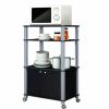 Modern 3-Shelf Kitchen Baker√≠s Rack Cart on Wheels in Black Wood Finish