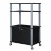 Modern 3-Shelf Kitchen Baker√≠s Rack Cart on Wheels in Black Wood Finish