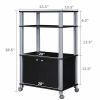 Modern 3-Shelf Kitchen Baker√≠s Rack Cart on Wheels in Black Wood Finish