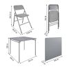 5-Piece Square Folding Dining Table and 4 Chairs Set in Grey