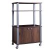 Modern 3-Shelf Kitchen Baker√≠s Rack Cart on Wheels in Brown Wood Finish