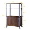 Modern 3-Shelf Kitchen Baker√≠s Rack Cart on Wheels in Brown Wood Finish