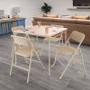 5-Piece Square Folding Dining Table with 4 Chairs Guest Set Game Table - Beige