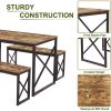 Modern Industrial Wood-Top Kitchen Dining Table Set with 2 Backless Benches
