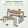 Modern Industrial Wood-Top Kitchen Dining Table Set with 2 Backless Benches