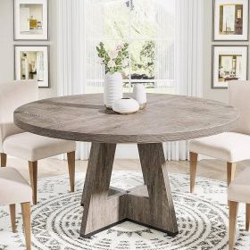 Modern Kitchen 4-Person Circular Dining Table in Grey Wood Finish