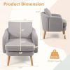 Modern Grey Sherpa Fabric Upholstered Accent Chair with Wooden Legs