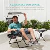 Grey Zero Gravity Folding Reclining Patio Lounge Chair with Canopy Sun Shade