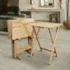 Set of 4 - Solid Wood Folding TV Tray Table Set with Stand in Natural Finish