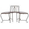Outdoor Patio Garden Rustic Bronze Brown Wrought Iron Half-Circle Tree Bench