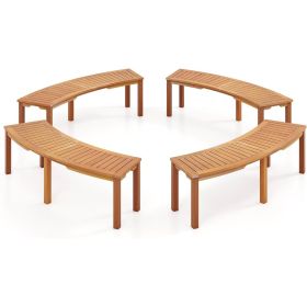 Set of 4 - Outdoor Curved Backless Garden Bench - Around Tree Table or Fire Pit