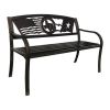 2 Person Texas Star Patriotic USA Flag Outdoor Metal Garden Bench in Bronze