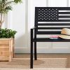 2 Person Patriotic USA Black Metal Bench with American Flag Backrest