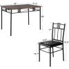 Farmhouse 5-Piece Dining Set with Wood-Top Table and 4 Cushioned Chairs