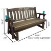 4ft Heavy Duty Porch Glider Bench with Cupholders in Dark Walnut - Made in USA