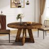 Modern Kitchen 4-Person Circular Dining Table in Rustic Brown Wood Finish