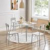 Modern 5-Piece Dining Set with White Faux Marble Top Table and 4 Chairs