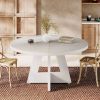 Modern Kitchen Round Circular Dining Table in White Wood Finish