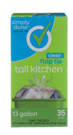 Simply Done Flap Tie Tall Kitchen Bags, Clear
