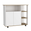 St. Thomas Kitchen Cart, Four Open Shelves, Double Door Cabinet, Four Casters