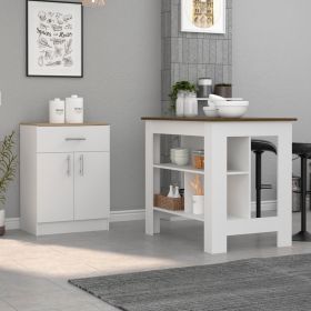 California Two Piece Kitchen Set, Kitchen Island + Kitchen Pantry , White /Walnut /Light Oak