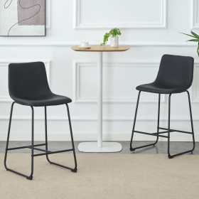 Modern Minimalist Style PU Material Bar Stool - Black, Suitable for Kitchen, Bar, and Modern Home Design