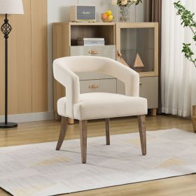 25.79" Wide Modern Barrel Open Back Accent Chair with Wooden Legs for Dining Room, Club, Kitchen and Living Room.Beige