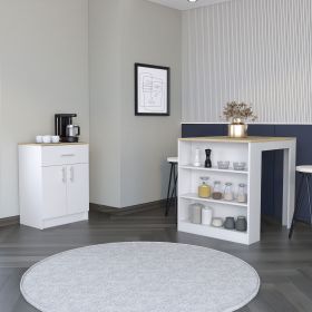 Monroe Two Piece Kitchen Set, Kitchen Island + Kitchen Pantry, White / Light Oak