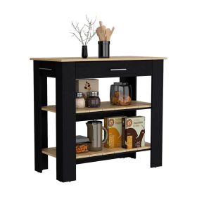 Delos Kitchen Island, Two Shelves, One Drawer, Four Legs