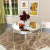 47.24" Round Glass Dining Table with Mirror Top