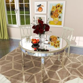 47.24" Round Glass Dining Table with Mirror Top