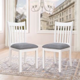 AGODY Dining Room Furniture White Finish Set of 2 Seating Chairs Cushion with Grey Color Seats Wooden Back Kitchen Breakfast Chairs, Dining Chair