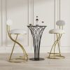 Bar Stools Set of 2 S-shaped Gold Barstools with Backrest Floral Print Upholstered Dining Chairs Counter Height Stool for Kitchen Island (Gold & White