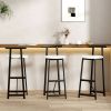 Bar Stools Kitchen Island Bar Chairs Set of 3 Metal Counter Barstools with Backrest for Dining Pub Room (Black & White)
