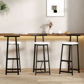 Bar Stools Kitchen Island Bar Chairs Set of 3 Metal Counter Barstools with Backrest for Dining Pub Room (Black & White)