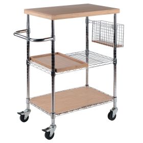cMadera Utility Kitchen Cart; Bamboo and Chrome