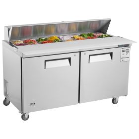 VEVOR Commercial Refrigerator 60" Sandwich Salad Prep Table 2 Doors w/ 16 Pans