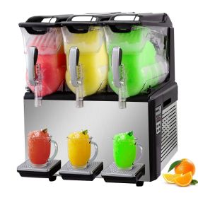 VEVOR 110V Slushy Machine 30L Triple Bowl Margarita Frozen Drink Maker 800W Automatic Clean Day and Night Modes for Supermarkets Cafes Restaurant