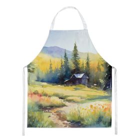 Montana Bitterroot in Watercolor Apron Cooking Kitchen Server Baking Crafts Gardening for Adult Women Men, Unisex, Large, Multicolor