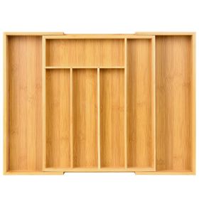 Expandable Bamboo Kitchen Drawer Organizer â€“ Adjustable Cutlery Tray for Utensils, Silverware
