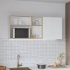 Corinto 59" Wide Two - Door Wall Cabinet with Four Shelves, Drying Rack Dish for Kitchen, Garage, Laundry Room White - Natural Oak