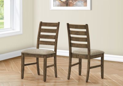 Dining Chair, 38" Height, Dining Room, Kitchen, Set Of 2, Side, Upholstered, Antique Brown, Brown Fabric, Transitional